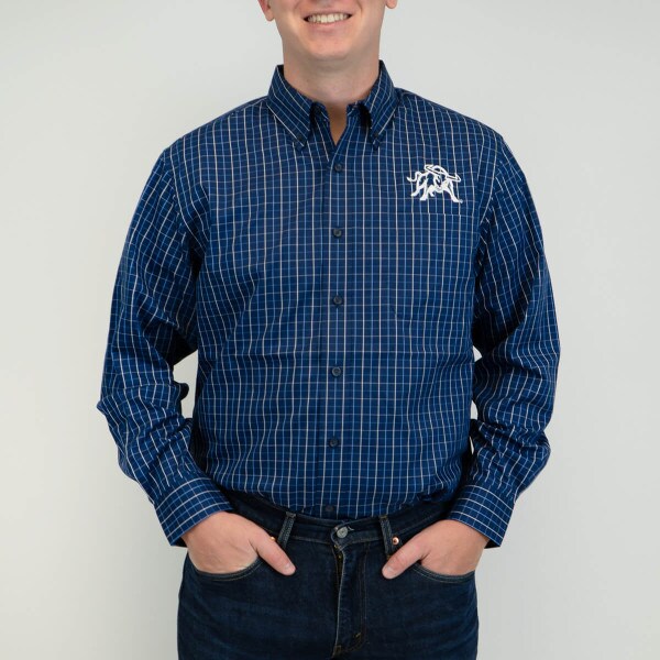 aggie bull grid button down shirt